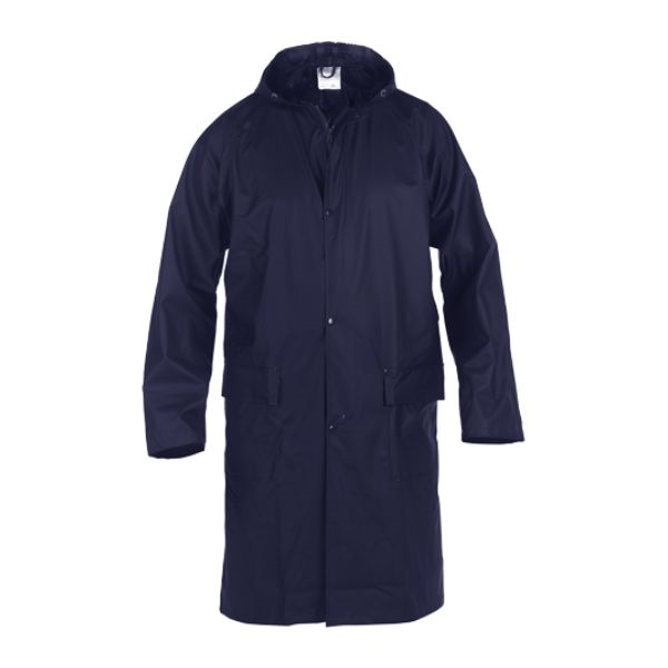 Gabardina Impermeável PU/PVC Azul Escuro c/ Capuz